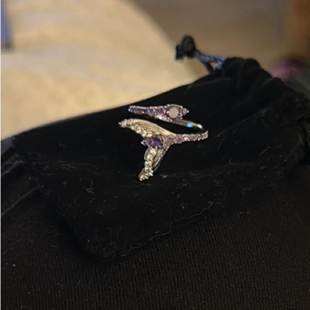 Mermaid Tail Wraparound ring with Purple Stones